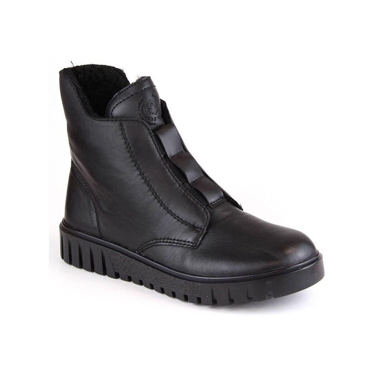 Rieker  Skórzane Komfortowe Botki Damskie Ocieplane Czarne Y3458-00  Černá