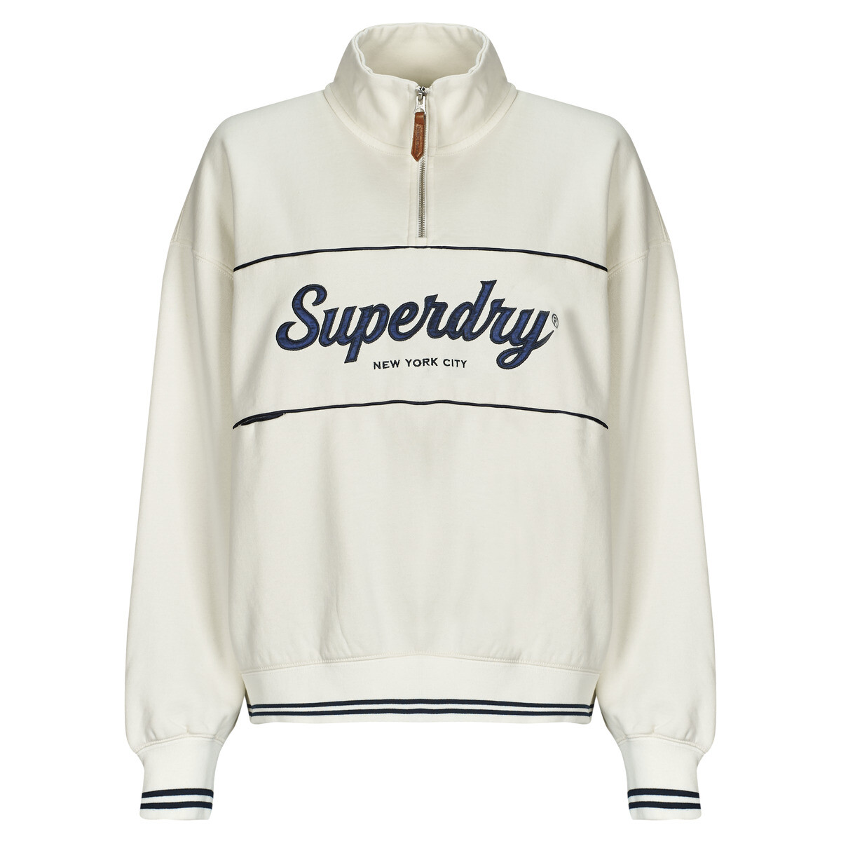 Superdry  COUNTRY CLUB LOOSE 1/4 ZIP  Bílá