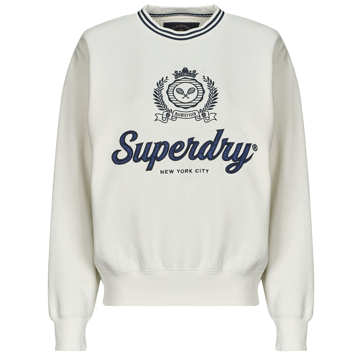 Superdry  COUNTRY CLUB LOOSE CREW  Bílá