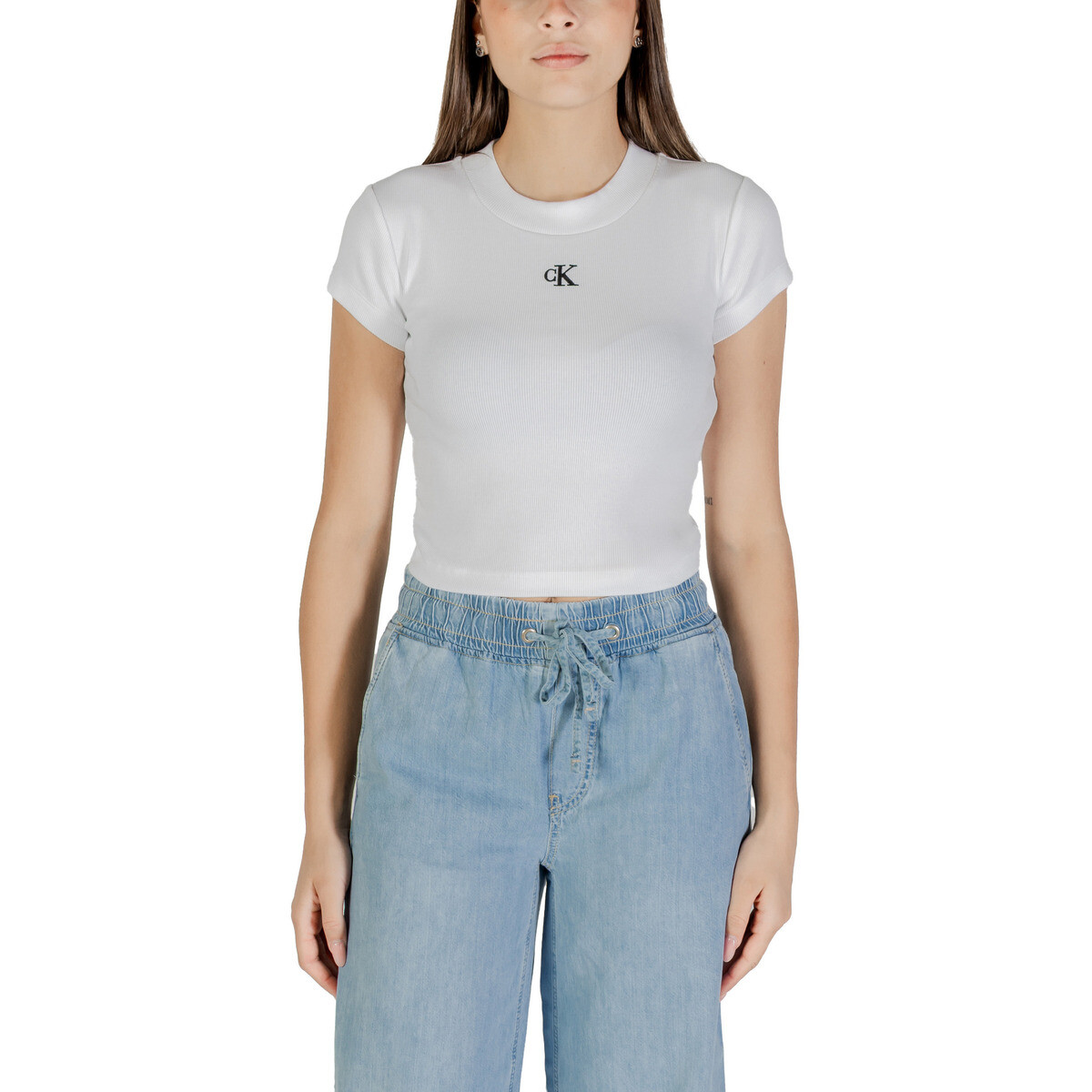 Calvin Klein Jeans  CK RIB BABY TEE LV047C211G  Bílá