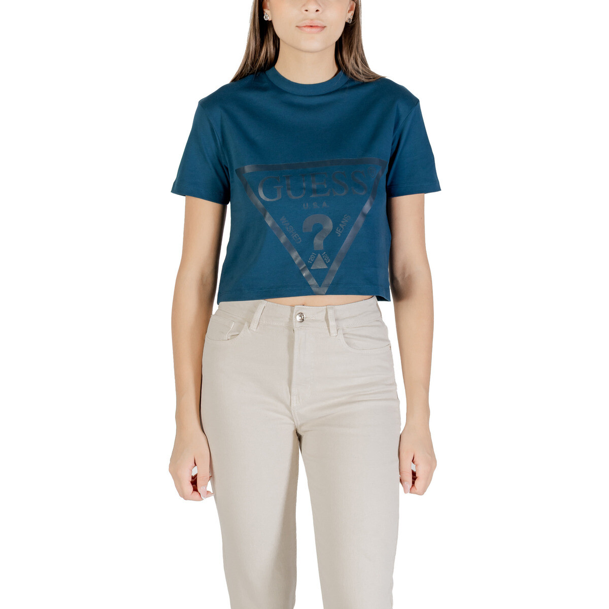 Guess  ADELE CROP TSHIRT V2YI06 K8HM0  Zelená