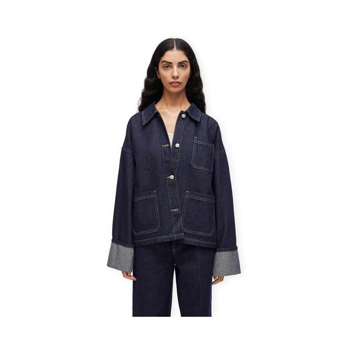 Rouge Edit  Martine Jacket - Dark Medium Blue Denim  Modrá