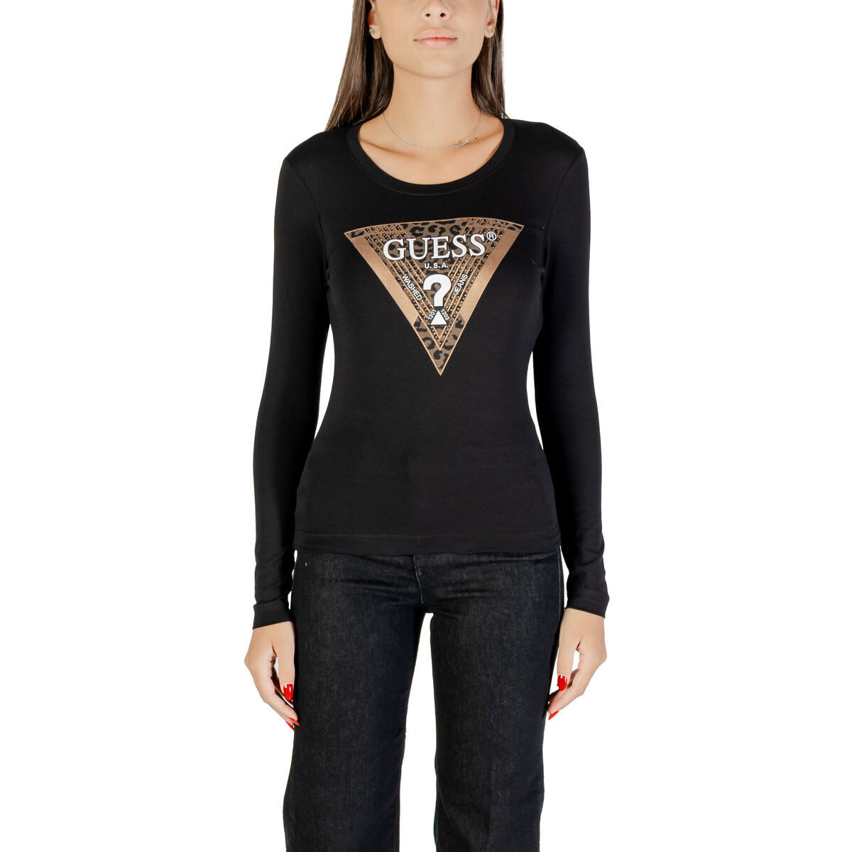 Guess  LS CN LEO TRIANGLE TEE W5BI75 J1314  Černá