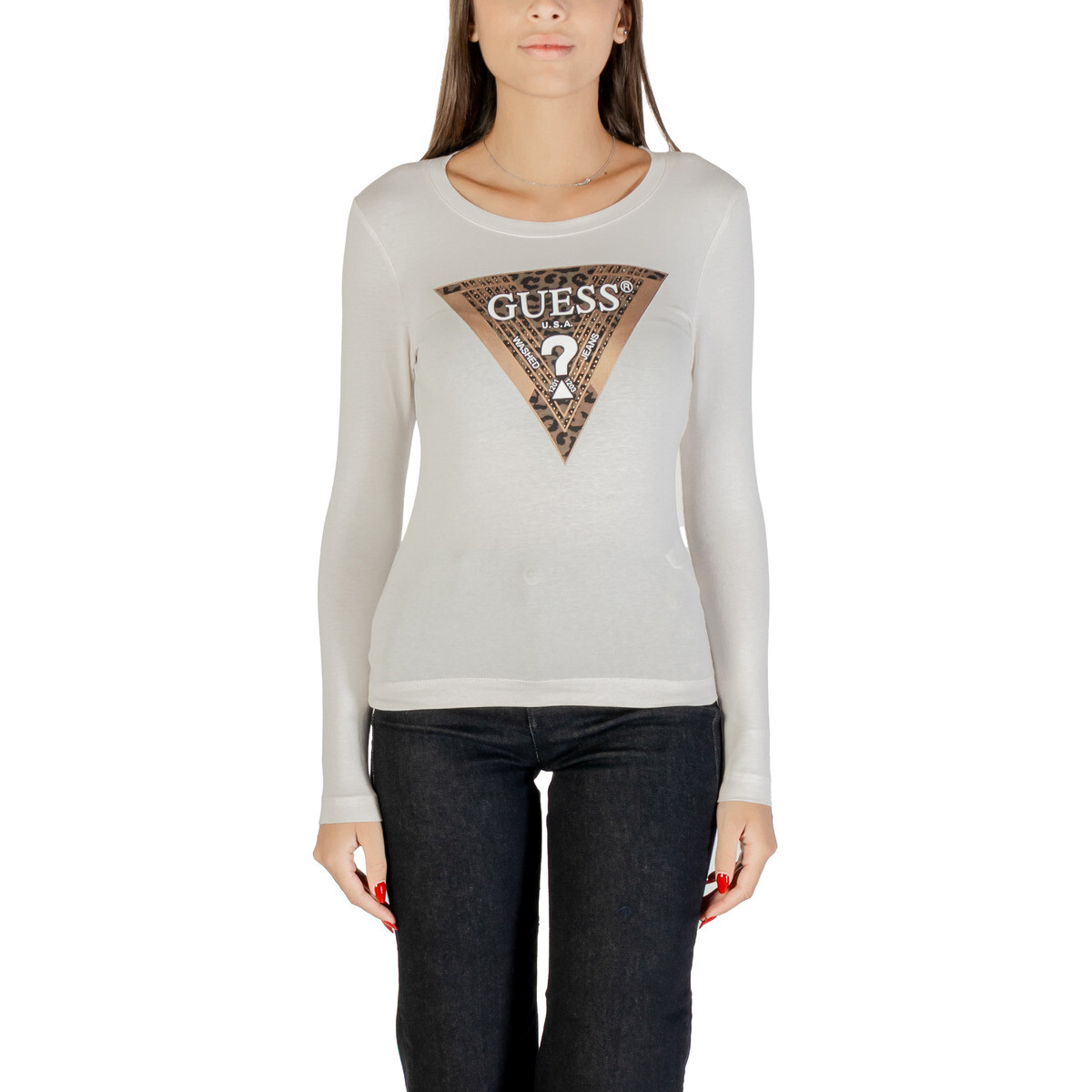 Guess  LS CN LEO TRIANGLE TEE W5BI75 J1314  Bílá