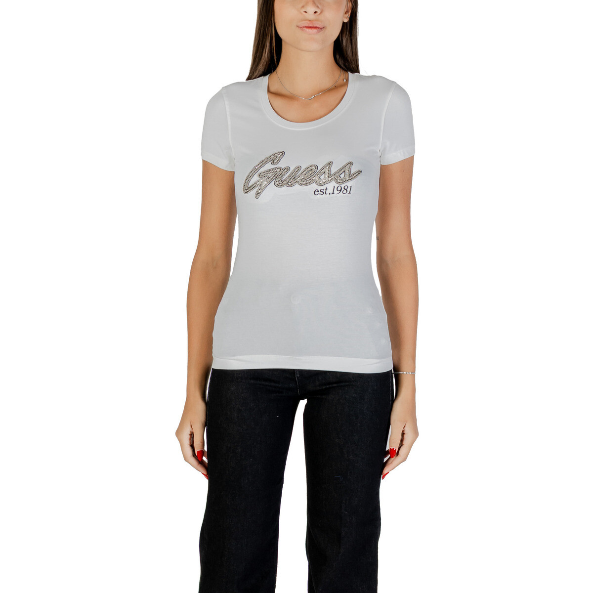 Guess  SS LOGO HOT FIX TEE W5YI16 J1314  Bílá