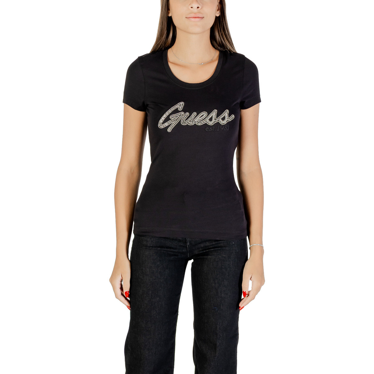 Guess  SS LOGO HOT FIX TEE W5YI16 J1314  Černá
