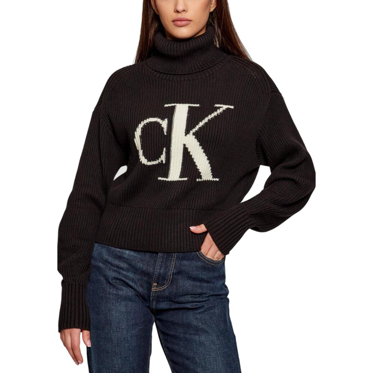 Calvin Klein Jeans  BLOWN UP CK LOOSE SWEATER CONTRA LV047D349G  Černá