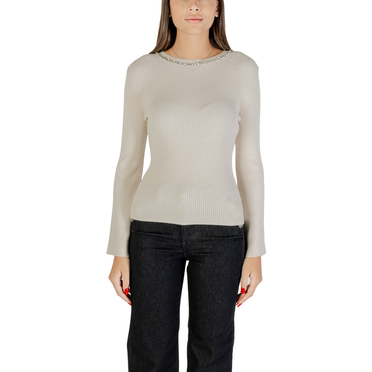 Only  ONLNATASCHA LS BLING ONECK CC KNT 15350822  Béžová