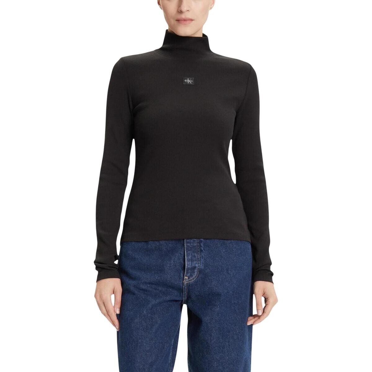 Calvin Klein Jeans  LS WOVEN LABEL TURTL LV047D203G  Černá