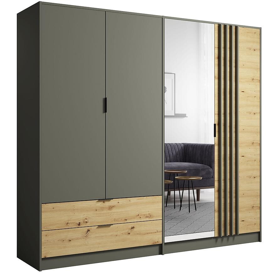 Skříň Rimini 4d2s šedá/dub artisan