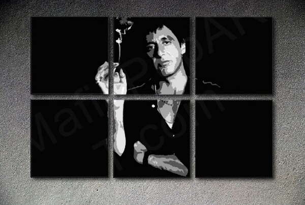 Zjizvená tvář - AL PACINO 6dílná nástěnná malba POP ART | different sizes