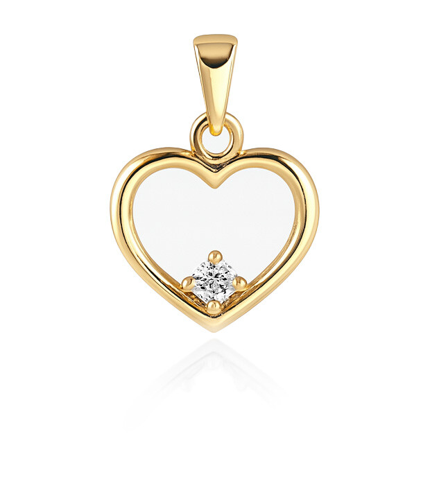 Brilio Zlatý přívěsek s kubickým zirkonem Srdce 14/673.121ZIR