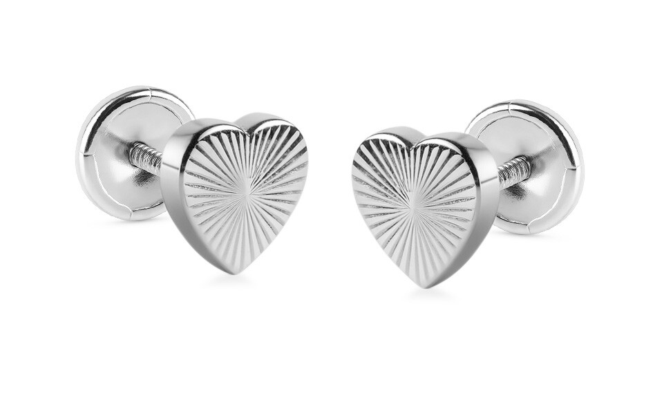 Brilio Romantické srdíčkové náušnice z bílého zlata 14/195.401/17 Esp