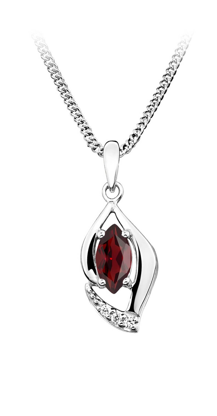 MOISS Třpytivý stříbrný přívěsek s granátem a zirkony PG000018