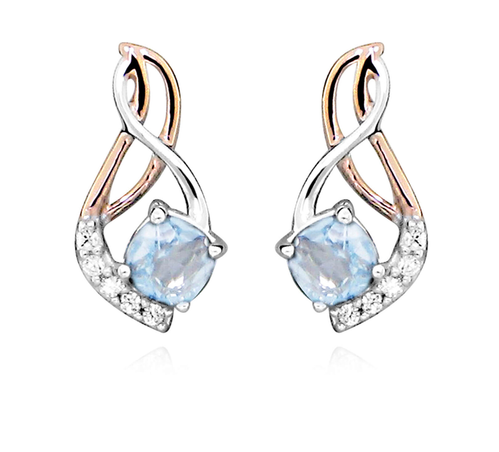 MOISS Nadčasové stříbrné bicolor náušnice s topazy EG000076