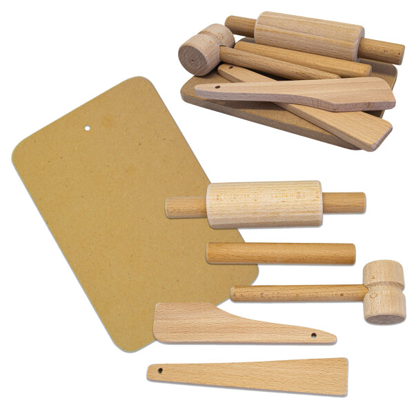 BABU - Dřevěné kuchyňské náčiní - 6dílná sada NATURAL