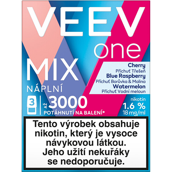 Pod Veev One Exploratory pack MIX3 Cherry, Blue Raspberry a Watermelon 18mg/ml