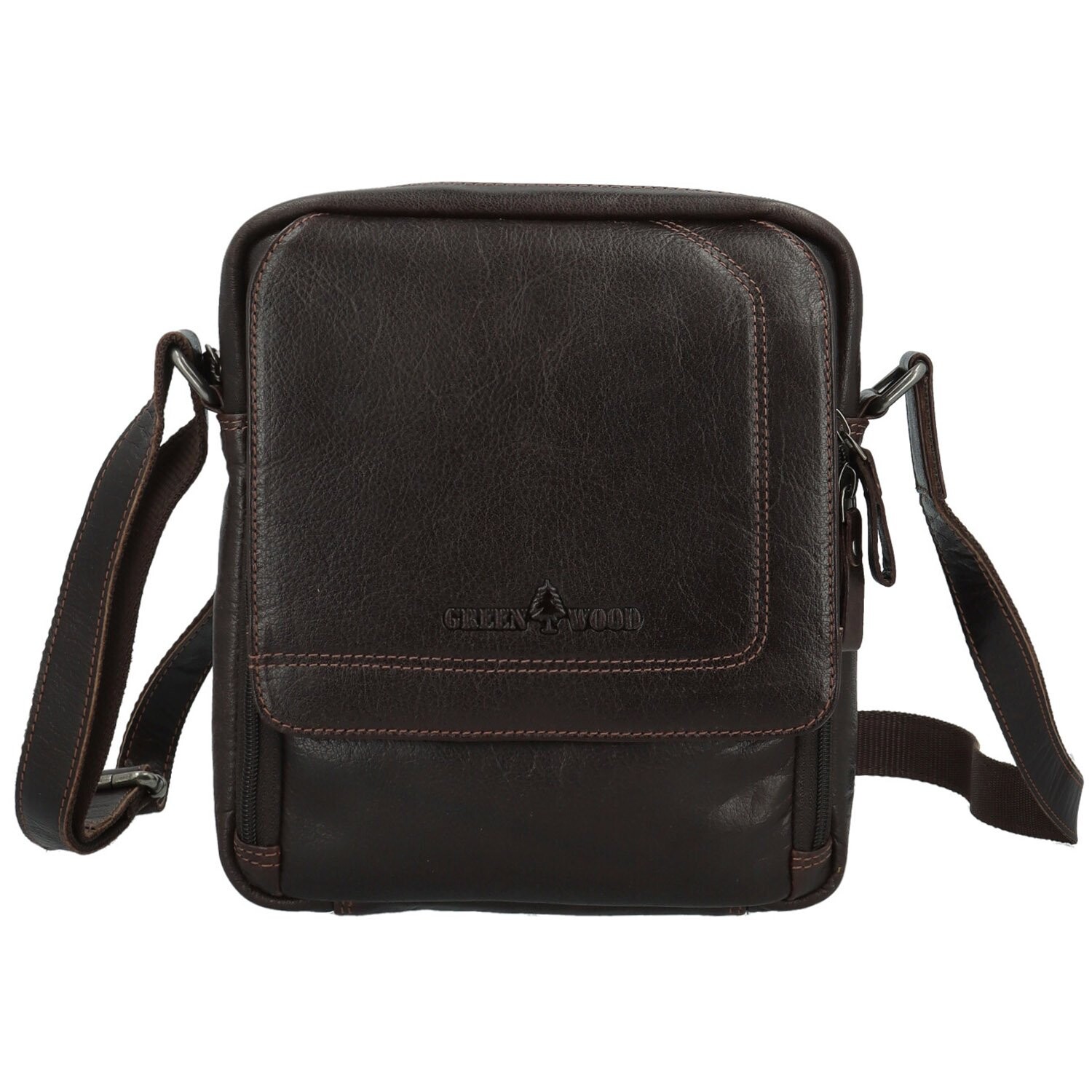 Módní pánská kožená crossbody taška GW Fallon, tmavě hnědá