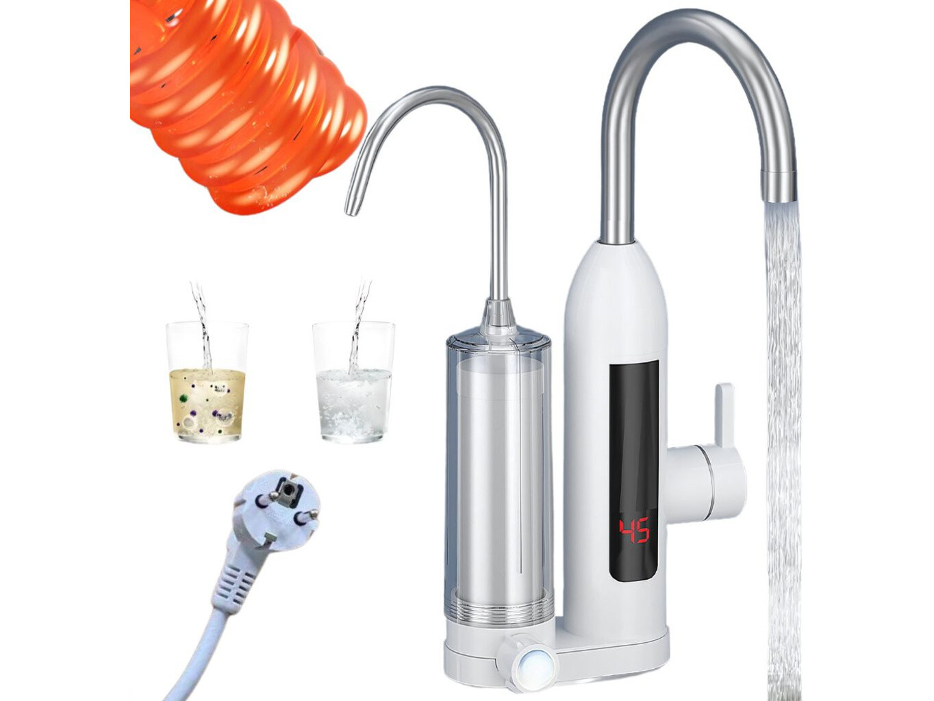 Baterie průtokový ohřívač vody 3000W + filtr a LCD