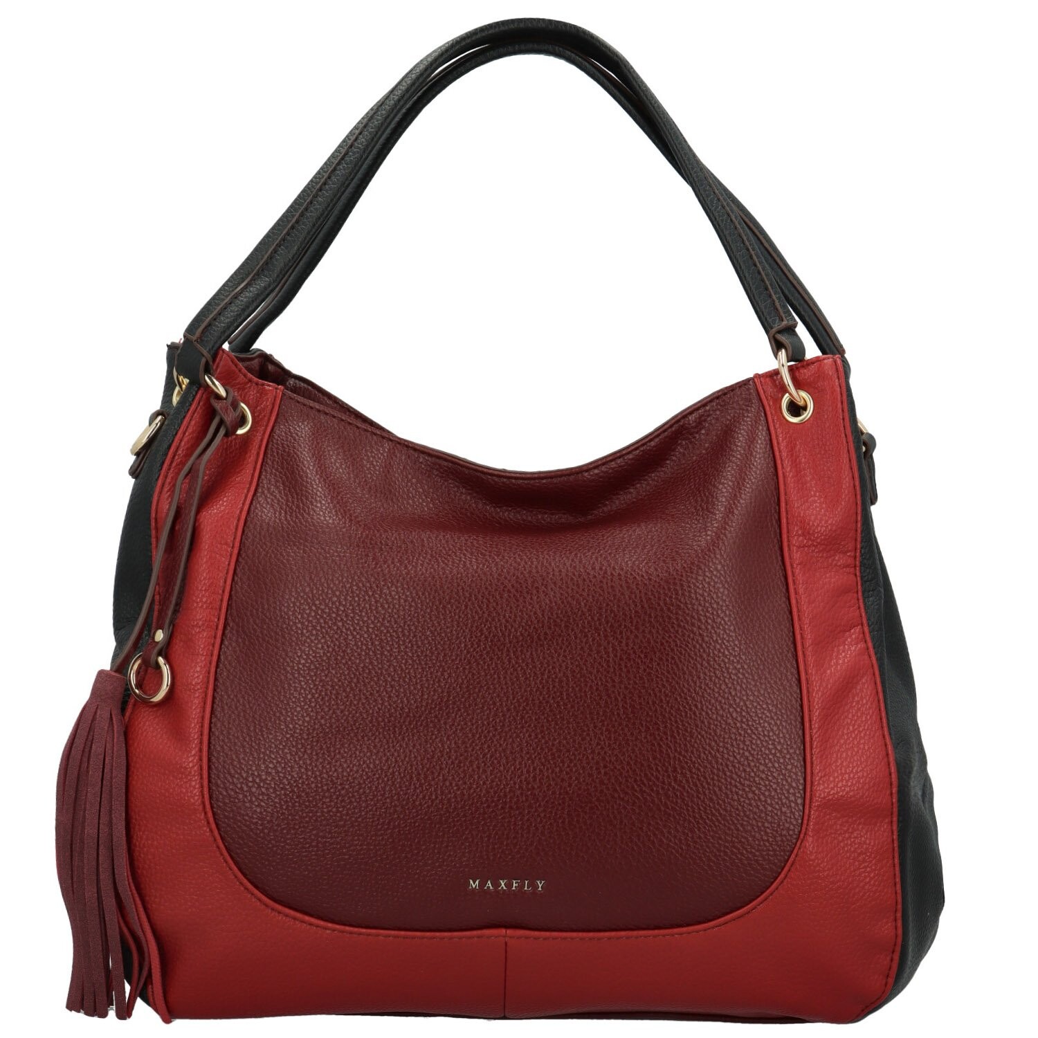 Trendy dámská koženková kabelka na rameno MaxFly Tuvia, vínová