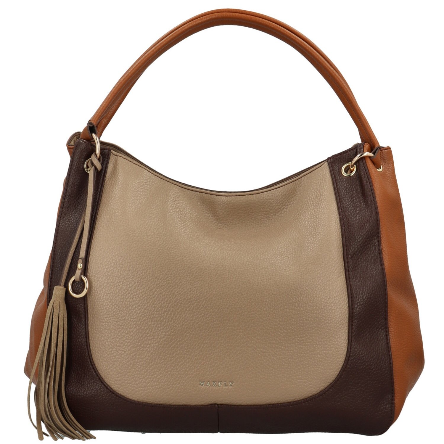 Trendy dámská koženková kabelka na rameno MaxFly Tuvia, béžová