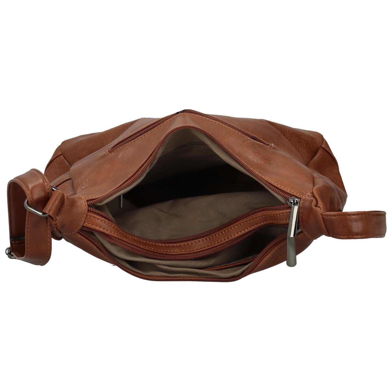 Trendy dámská koženková crossbody kabelka Riva, hnědá