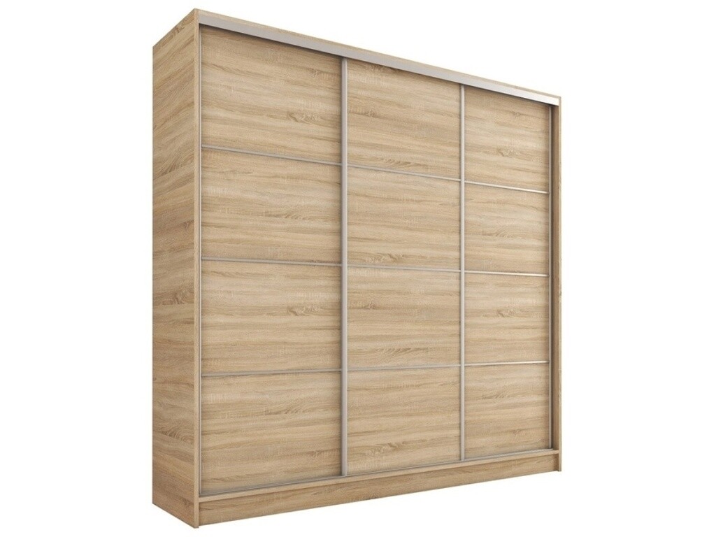 Šatní skříň LITOLARIS 180 bez zrcadla, se 4 šuplíky a 2 šatními tyčemi, dub sonoma