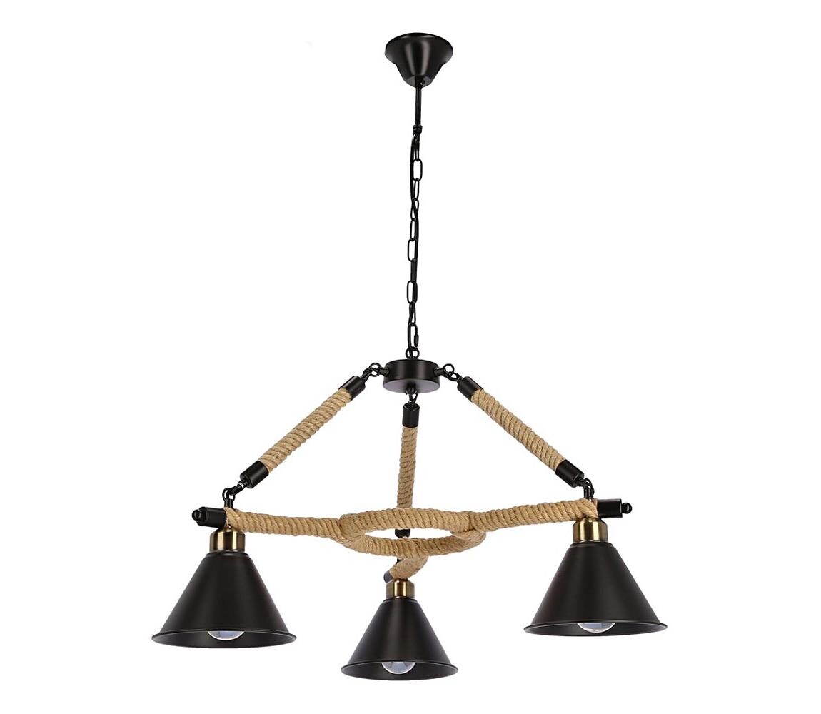 Lustr na řetězu NEGRU 3xE27/40W/230V černá/hnědá