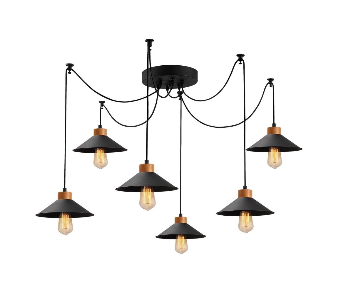 Lustr na lanku MANAVGAT 6xE27/40W/230V pavouk černá/hnědá
