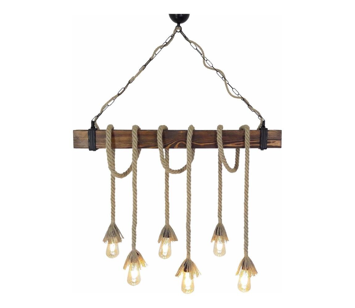 Lustr na lanku KUTUK 6xE27/40W/230V borovice