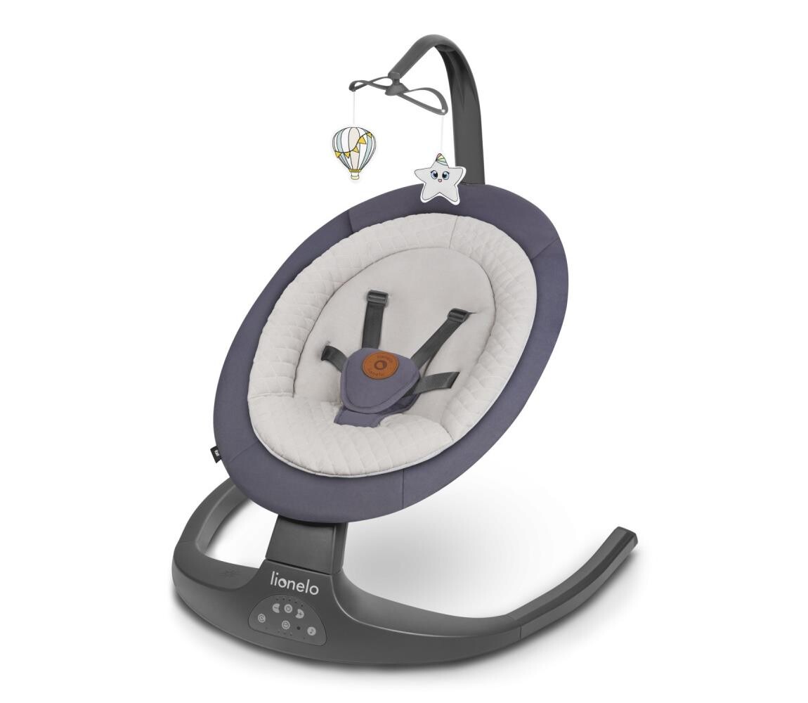 Lionelo Lionelo - Dětské houpátko s melodií RALF 4xAA Grey Graphite + dálkové ovládání