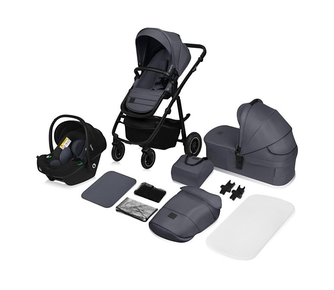 Lionelo Lionelo - Kombinovaný kočárek 3v1 AMBER PLUS grey Graphite
