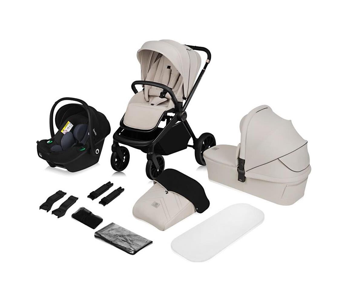 Lionelo Lionelo - Kombinovaný kočárek 3v1 MIKA PLUS Beige Sand