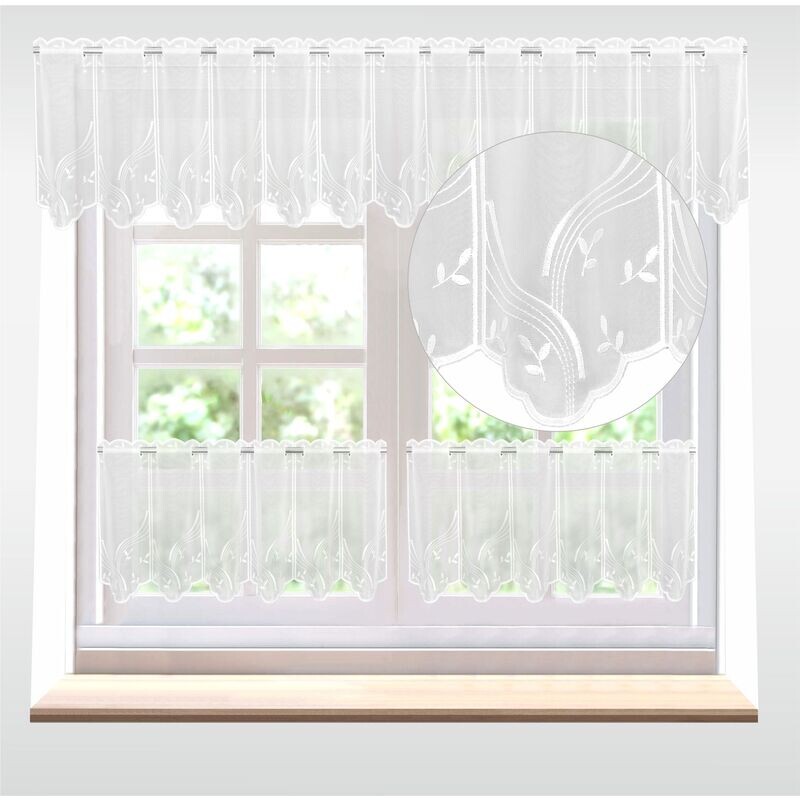 Záclona voál, Tina, vitrážka metráž, bílá 35 cm