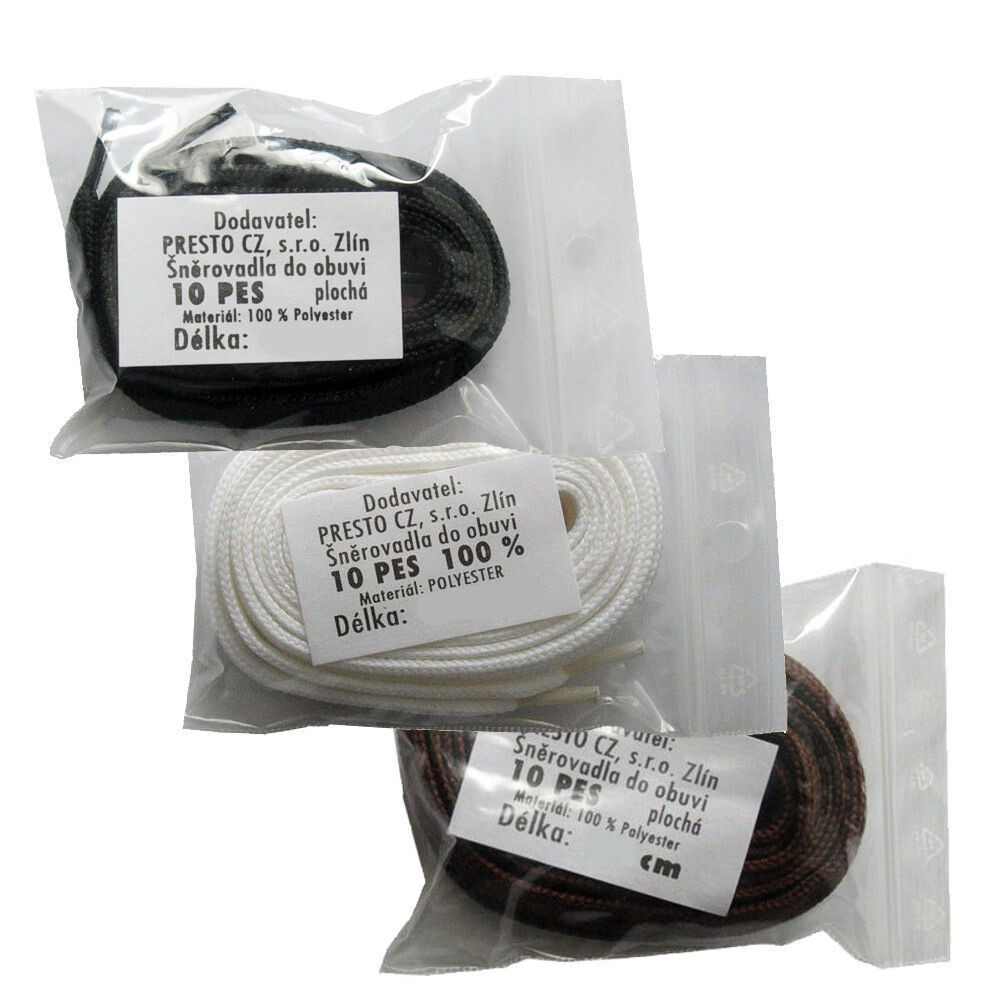 Tkaničky do bot ploché Presto 10 PES 240 cm - bílé, 240