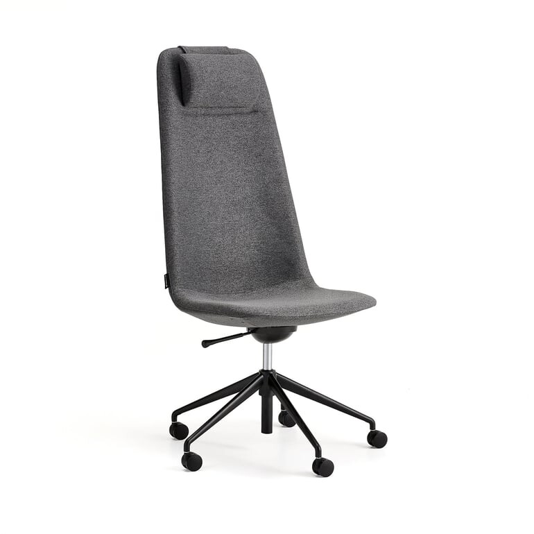 Židle LANGLEY, vysoké opěradlo, s kolečky, černá/antracitová