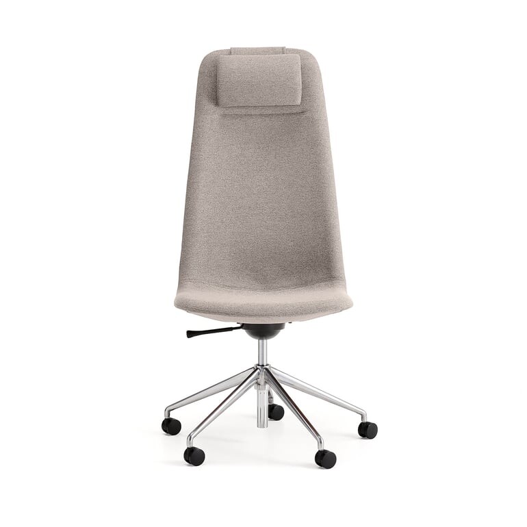 Židle LANGLEY, vysoké opěradlo, s kolečky, broušený hliník/taupe