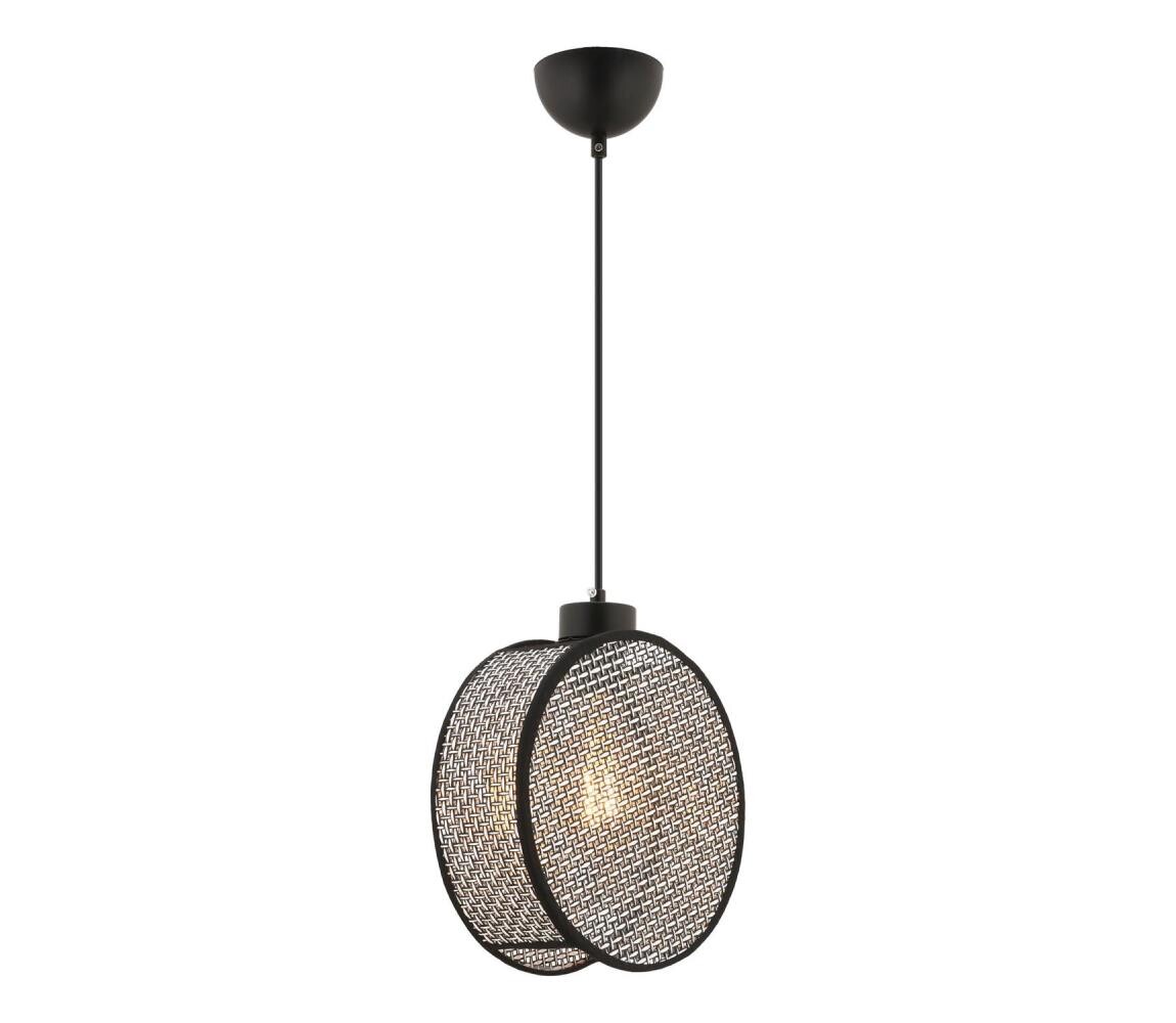 Lustr na lanku DRUM 1xE27/60W/230V šedá/černá