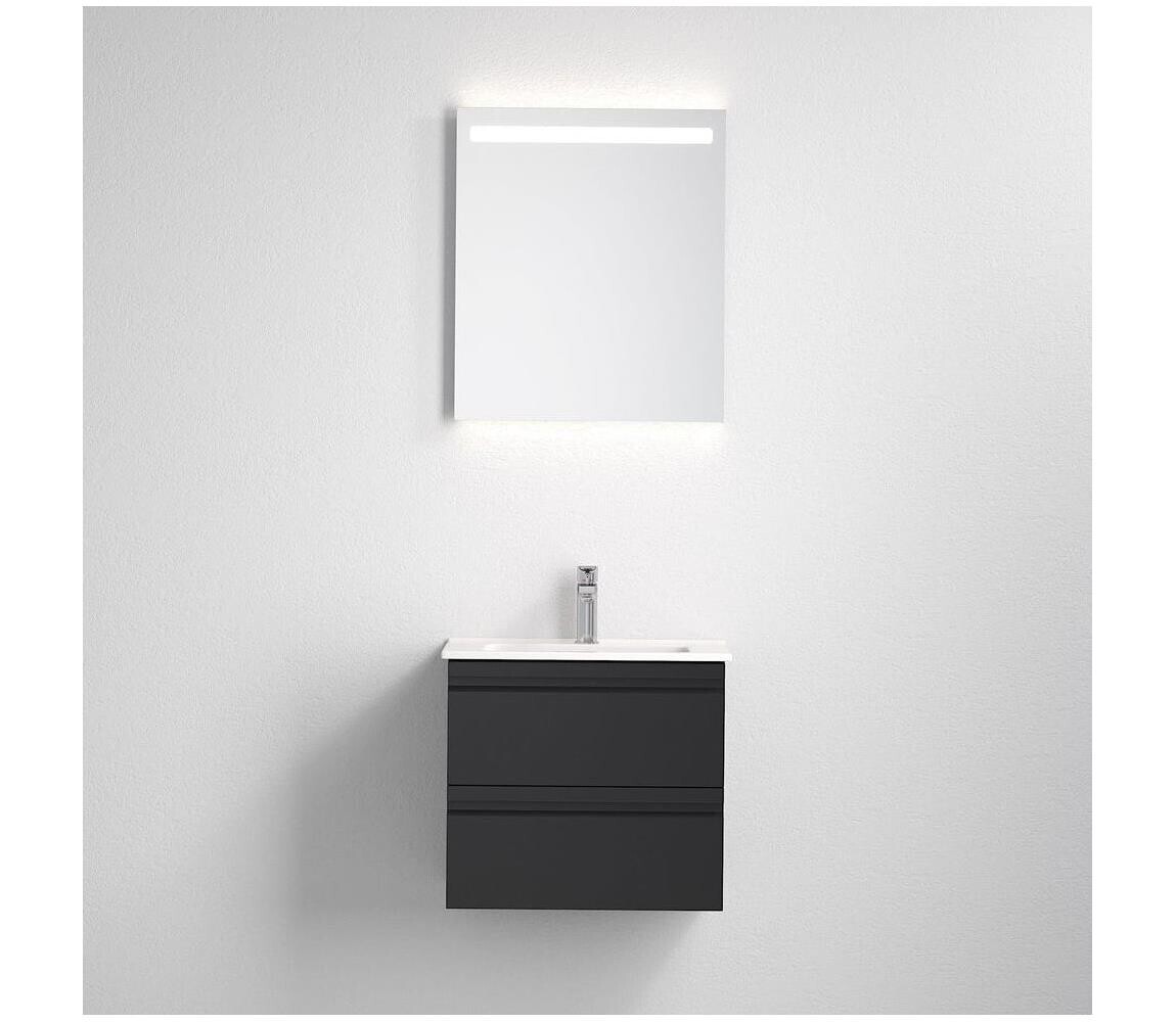 BATH DELUXE Koupelnová skříňka s umyvadlem VIGO + LED zrcadlo LED/10W/230V IP44 černá