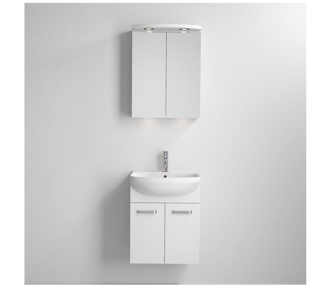 BATH DELUXE Koupelnová skříňka s umyvadlem ASTRID + LED zrcadlová skříňka 230V IP44 bílá
