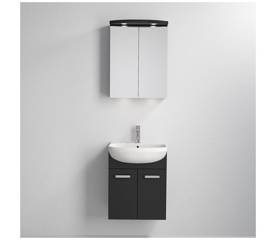 BATH DELUXE Koupelnová skříňka s umyvadlem ASTRID + LED zrcadlová skříňka 230V IP44 černá