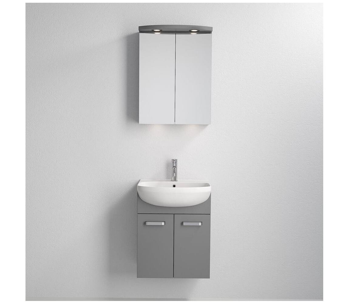BATH DELUXE Koupelnová skříňka s umyvadlem ASTRID + LED zrcadlová skříňka 230V IP44 šedá