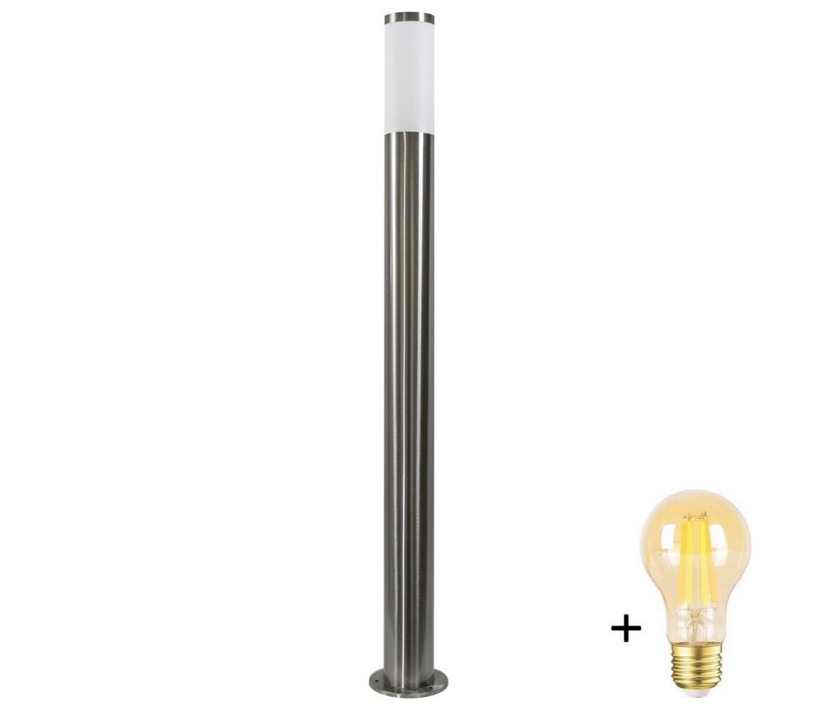 LED Stmívatelná venkovní lampa LIVIA 1xE27/6W/230V 100 cm IP44 stříbrná