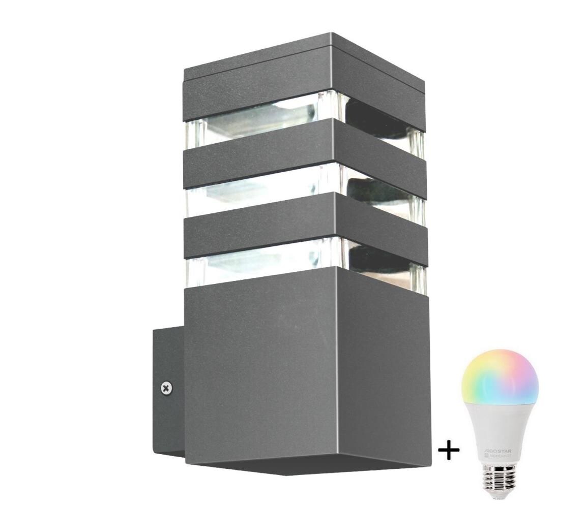 LED RGBW Stmívatelné venkovní nástěnné svítidlo TEKSAS 1xE27/12W/230V IP44 antr