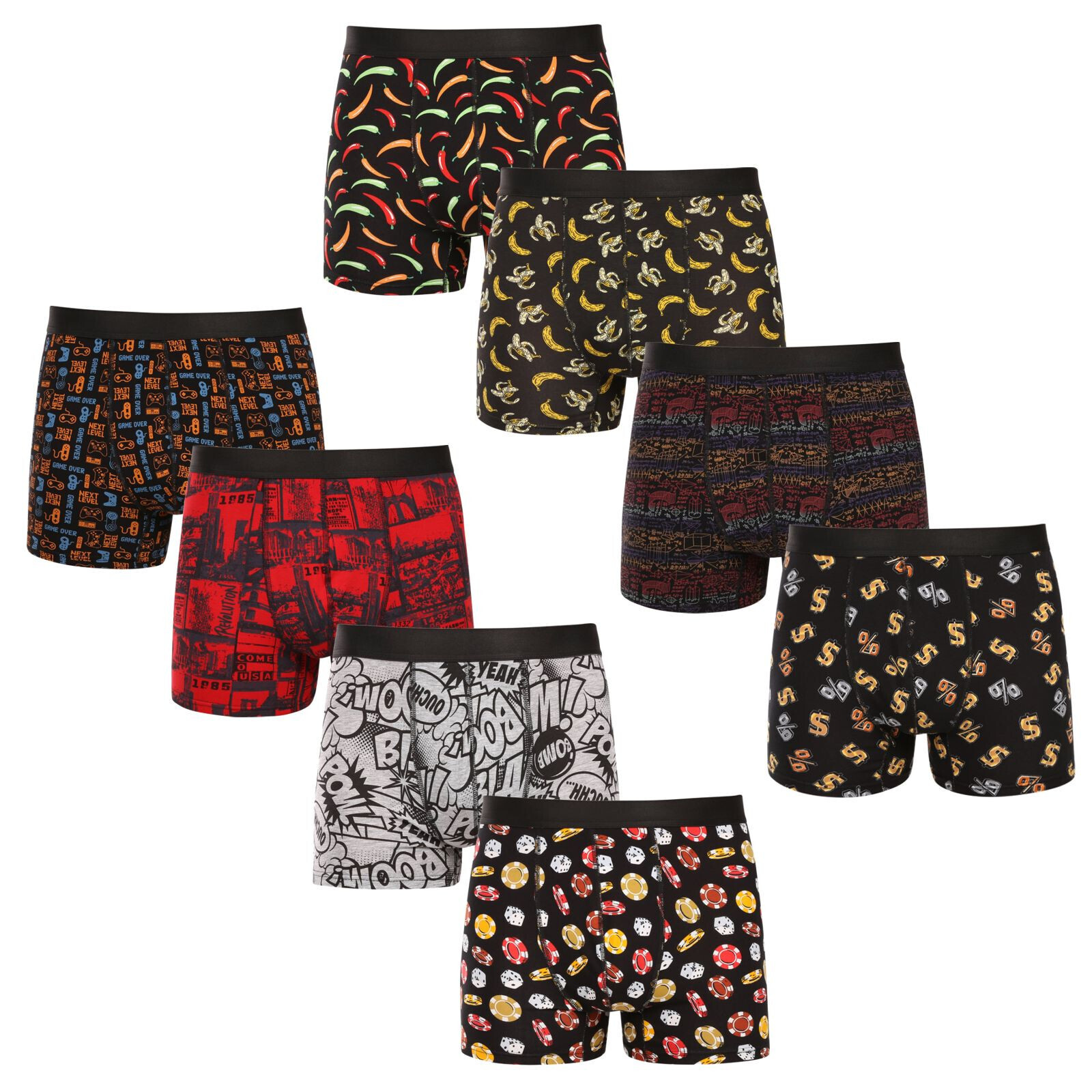 8PACK pánské boxerky Nedeto vícebarevné (8NBV1) L, trenky / trenýrky