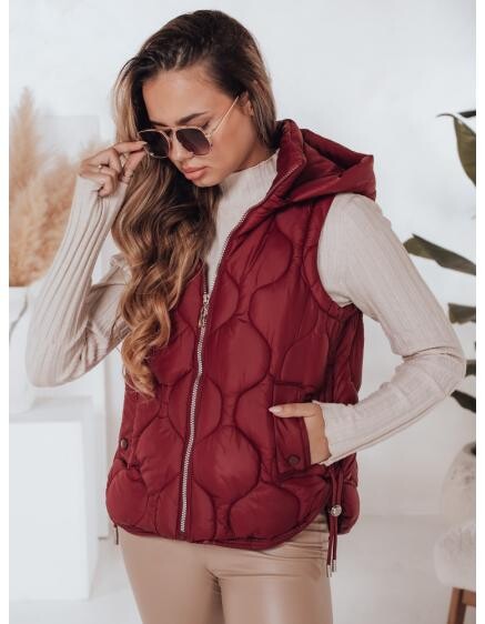 Dámská prošívaná vesta s kapucí MISSVEST vínová