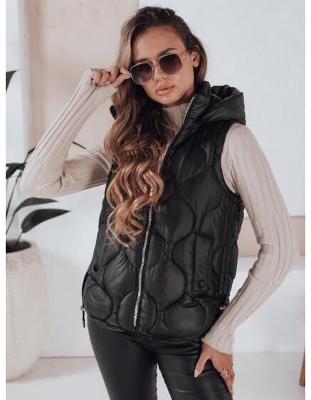 Dámská prošívaná vesta s kapucí MISSVEST černá