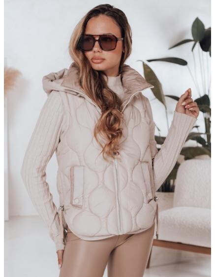 Dámská prošívaná vesta s kapucí MISSVEST béžová