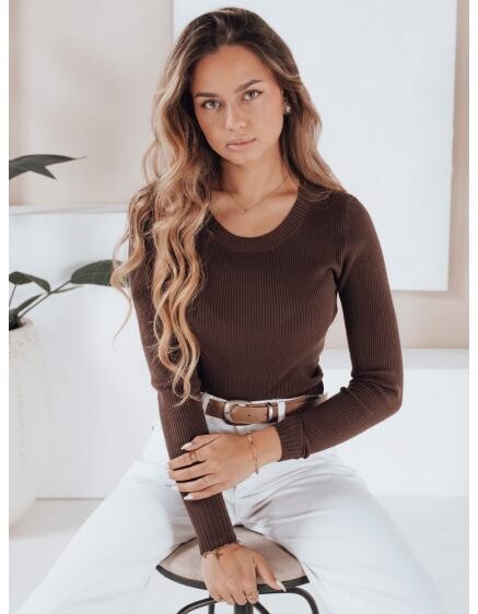 Dámský pruhovaný svetr NOLVIE hnědý