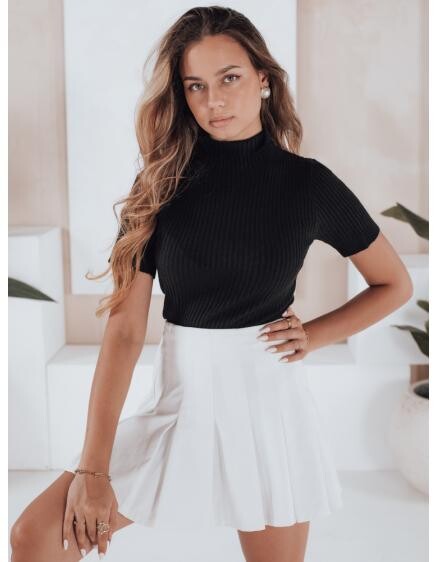 Dámský pruhovaný svetr s krátkým rukávem GIRLGLORY černý